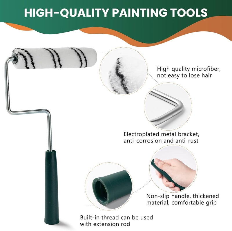 CoatPro Twools Store Paint Roller Covers, 20 Pack 6 Inch Microfiber Paint Roller (3/8 Inch Nap) with Anti Rust Metal Roller Frame, Suitable for Wall and Furniture Painting - Image 4